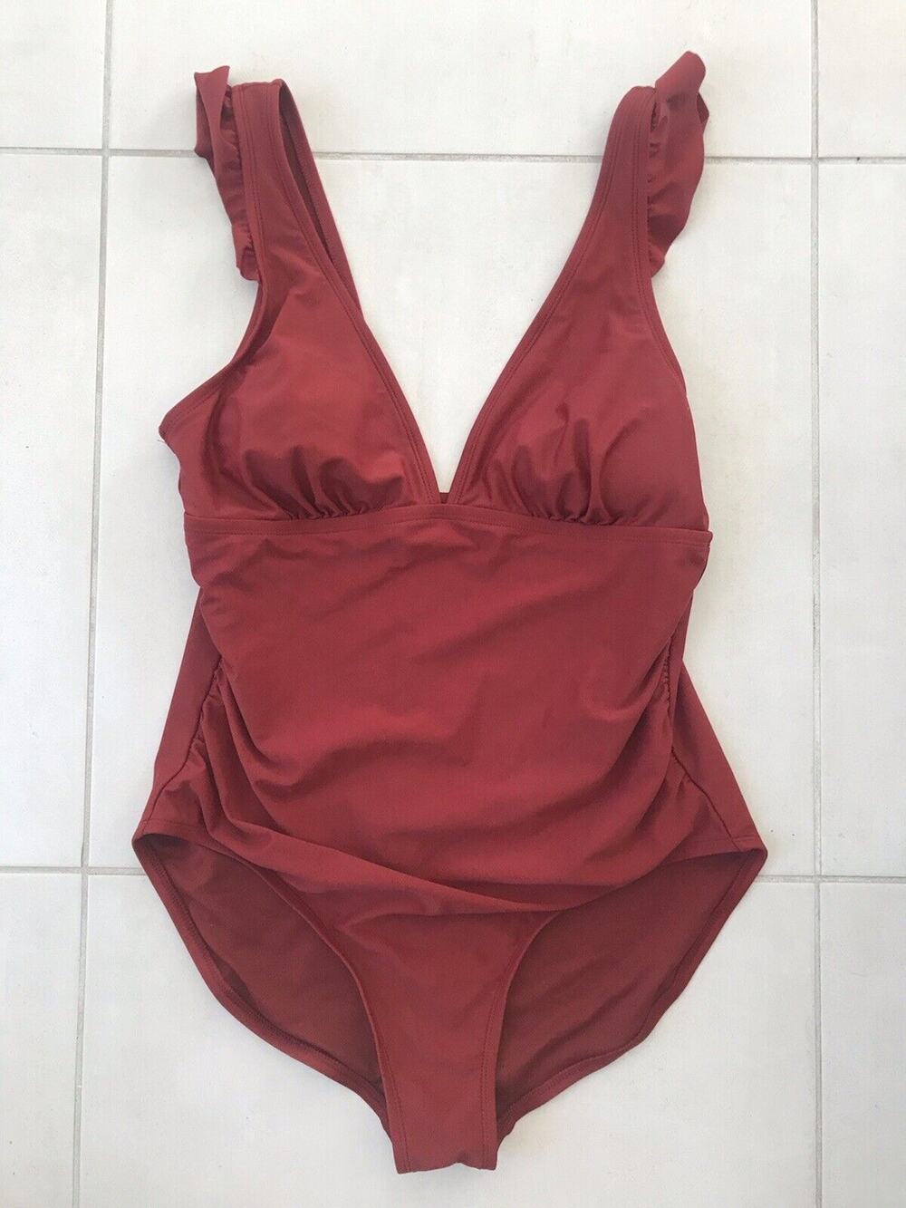 Kona Sol Swim One Piece Swimsuit Padded Ruffled Swimwear